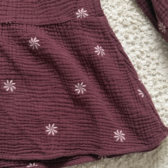 Madewell Burgundy Floral Textured Blouse - Picture 6 of 8